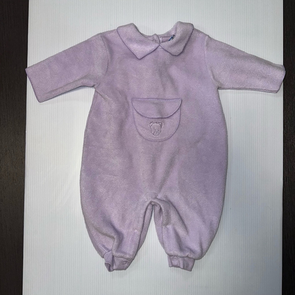The Lullaby Club Baby Girl Jumpsuit 3/6M Purple Vintage style Bear Lavender Warm - Picture 8 of 8